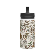 Load image into Gallery viewer, Watercolor Fall Leaves and Flowers Handle Lid Water Bottle