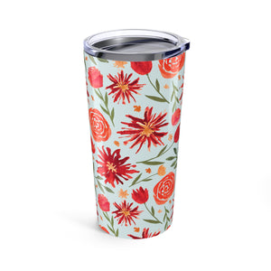 Red Flower Burst Travel Mug