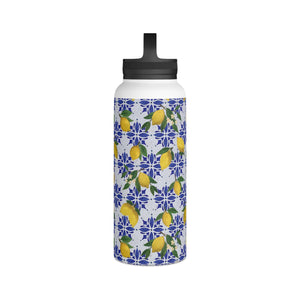 Lemon Tile Handle Lid Water Bottle