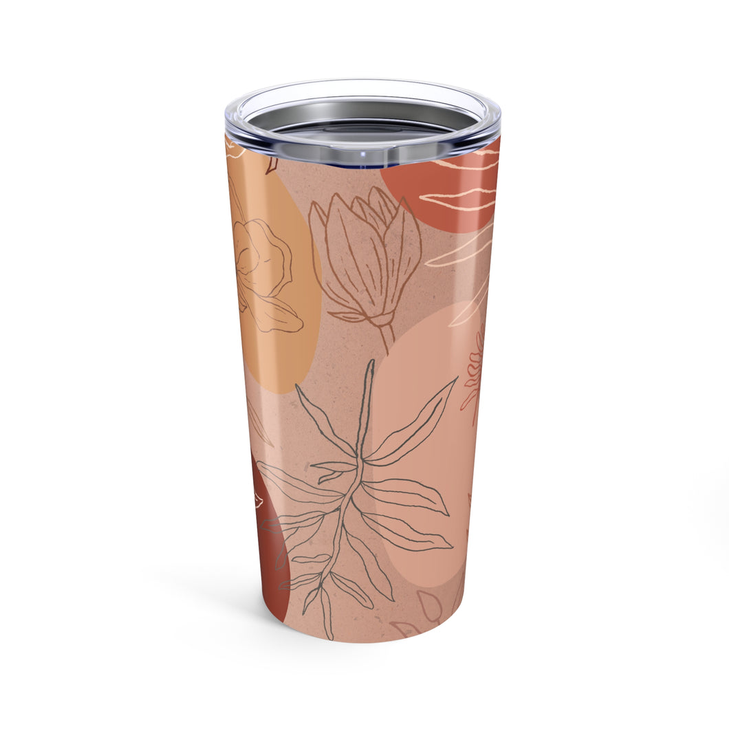 Pink Abstract Desert Leaf Travel Mug