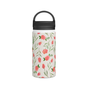 Spring Watercolor Handle Lid Water Bottle