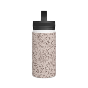 Pink Flower Handle Lid Water Bottle