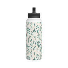 Load image into Gallery viewer, Teal Falling Leaves Handle Lid Water Bottle
