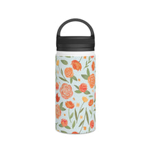 Load image into Gallery viewer, Burnt Orange Floral Handle Lid Water Bottle