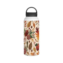 Load image into Gallery viewer, Watercolor Floral Pumpkin, Leaves and Berries Handle Lid Water Bottle