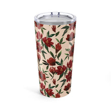 Load image into Gallery viewer, Red Fall Flowers Travel Mug