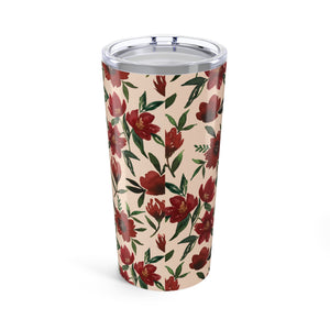 Red Fall Flowers Travel Mug