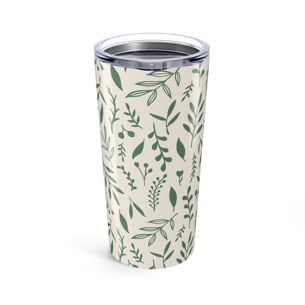 Green Falling Leaves Travel Mug