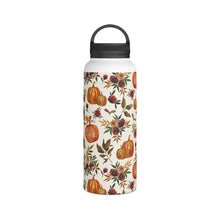 Load image into Gallery viewer, Pumpkin and Fall Flowers Handle Lid Water Bottle