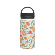 Load image into Gallery viewer, Burnt Orange Floral Handle Lid Water Bottle