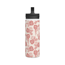 Load image into Gallery viewer, Warm Pink Floral Handle Lid Water Bottle