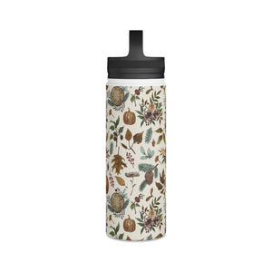 Pumpkins, Flowers and Fall Foliage Handle Lid Water Bottle
