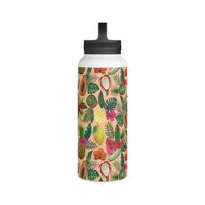 Tropical Fruit and Flowers Handle Lid Water Bottle