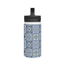 Load image into Gallery viewer, Mediterranean Blue Tile Handle Lid Water Bottle