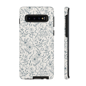 Blue Gray Flower Phone Case