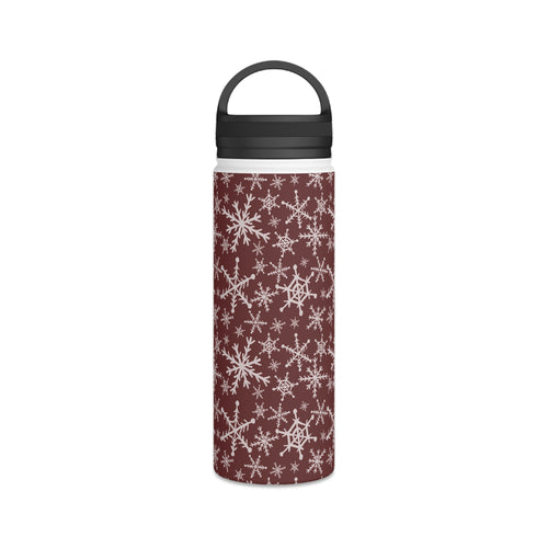 Red Snowflakes Handle Lid Water Bottle