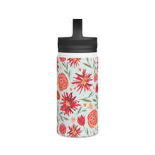 Load image into Gallery viewer, Red Flower Burst Handle Lid Water Bottle
