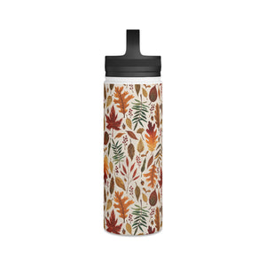 Watercolor Fall Leaves Handle Lid Water Bottle