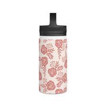 Load image into Gallery viewer, Warm Pink Floral Handle Lid Water Bottle