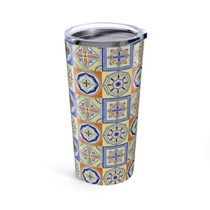 Orange and Blue Tile Travel Mug