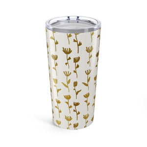 Gold Ink Flower Travel Mug