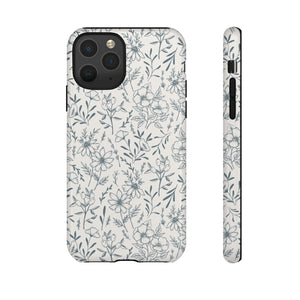 Blue Gray Flower Phone Case