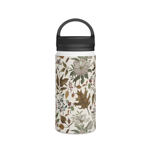 Watercolor Fall Leaves and Flowers Handle Lid Water Bottle