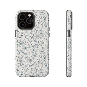 Blue Gray Flower Phone Case