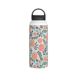 Watercolor Floral Handle Lid Water Bottle