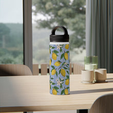 Load image into Gallery viewer, Lemons, Flowers and Stripes Handle Lid Water Bottle