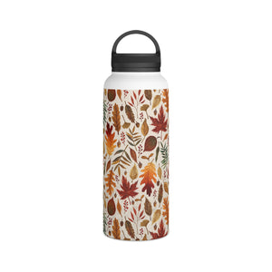 Watercolor Fall Leaves Handle Lid Water Bottle