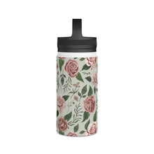 Load image into Gallery viewer, Wild Flower Roses Handle Lid Water Bottle