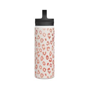 Rose Gold Leopard Print Handle Lid Water Bottle