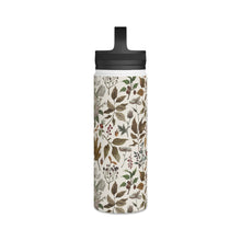 Load image into Gallery viewer, Watercolor Fall Leaves and Flowers Handle Lid Water Bottle