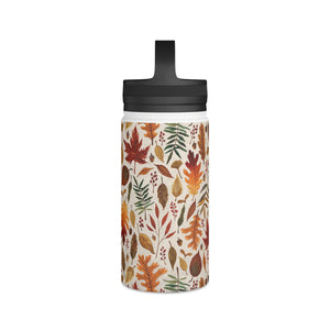 Watercolor Fall Leaves Handle Lid Water Bottle
