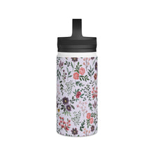 Load image into Gallery viewer, Bright Watercolor Flower - Purple Handle Lid Water Bottle