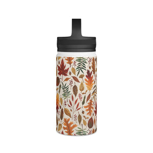 Watercolor Fall Leaves Handle Lid Water Bottle