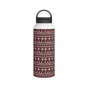 Red Snowflake Pattern Handle Lid Water Bottle