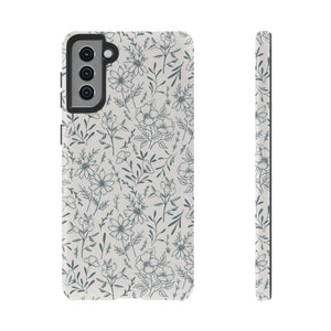 Blue Gray Flower Phone Case