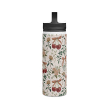 Load image into Gallery viewer, Cherry and Roses Handle Lid Water Bottle