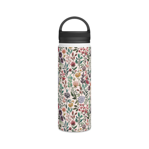 Spring Garden Flowers Handle Lid Water Bottle
