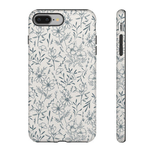 Blue Gray Flower Phone Case