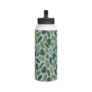 Tropical Leaves Handle Lid Water Bottle
