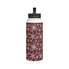 Load image into Gallery viewer, Red Snowflakes Handle Lid Water Bottle