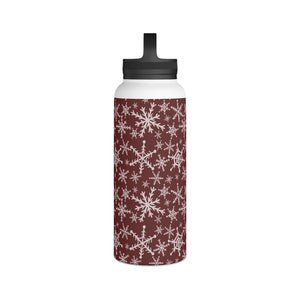 Red Snowflakes Handle Lid Water Bottle