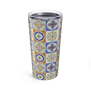 Orange and Blue Tile Travel Mug