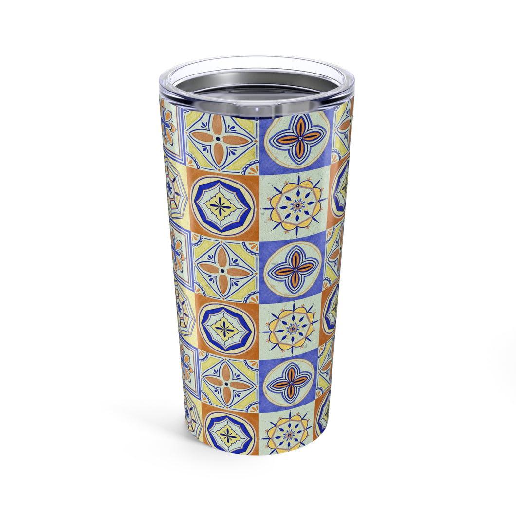 Orange and Blue Tile Travel Mug