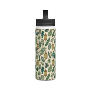Tropical Leaves and Lanterns Handle Lid Water Bottle