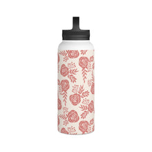Load image into Gallery viewer, Warm Pink Floral Handle Lid Water Bottle