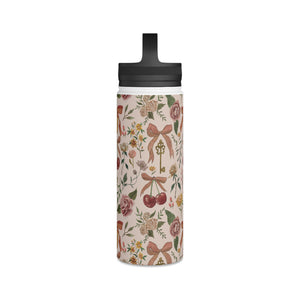 Bows, Flowers and Cherries Handle Lid Water Bottle